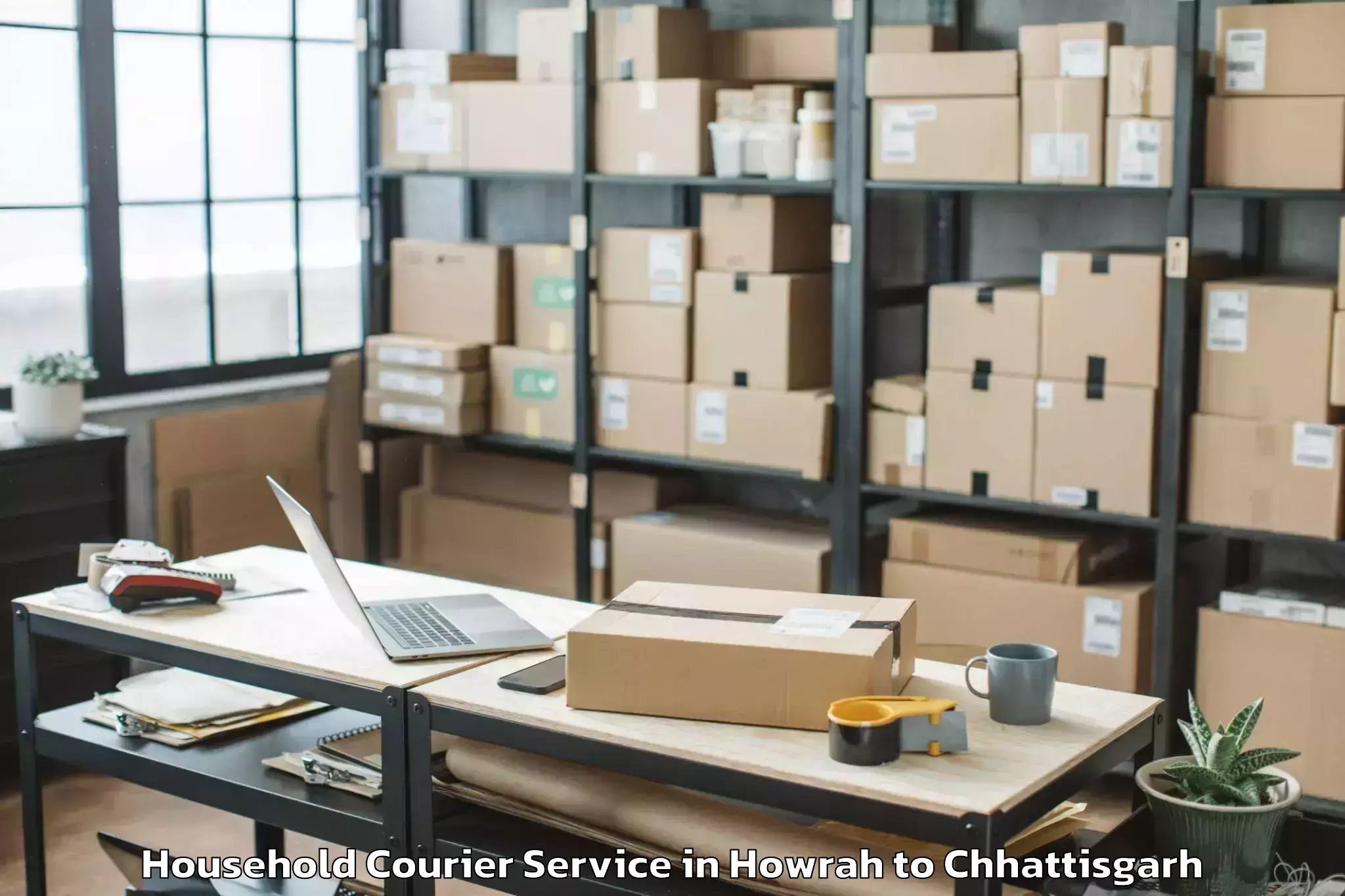 Reliable Howrah to Kharsia Household Courier